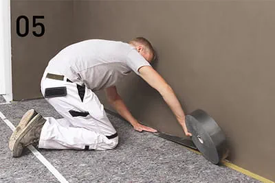 Install partition wall strips for thermal and hygric isolation.