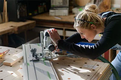 The Festool planer in operation