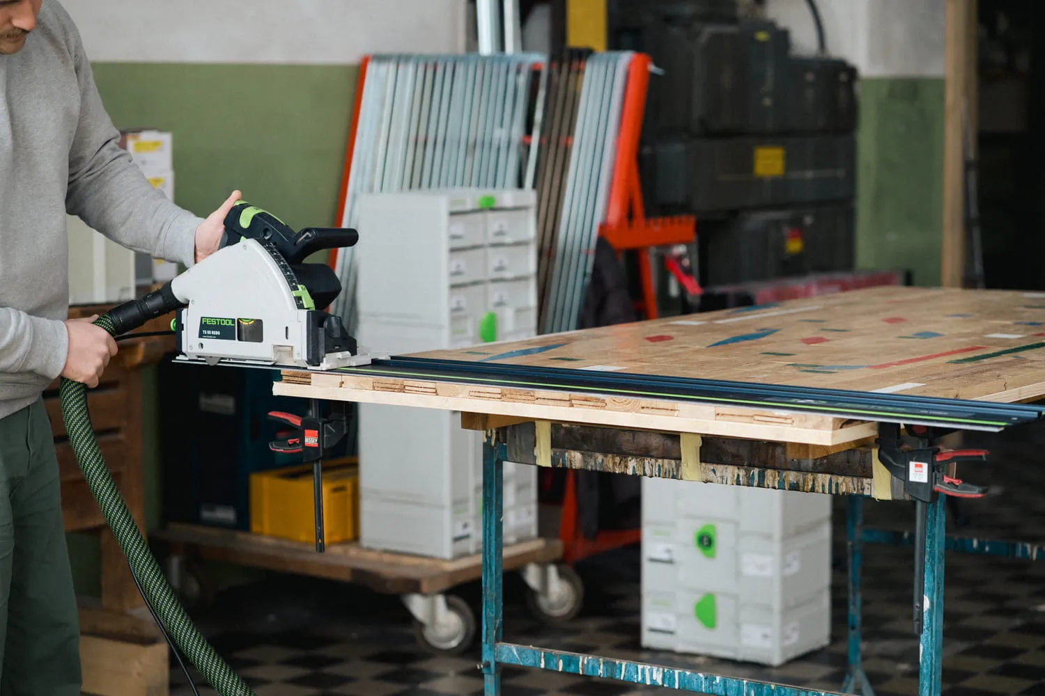 Marius saws at a base
