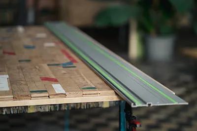 A parquet table and the Guide rail from Festool