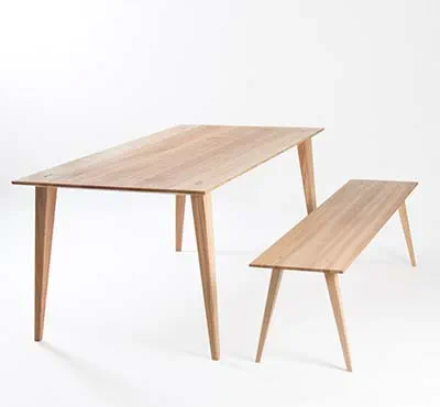 The finished furniture of the Tria Omada series