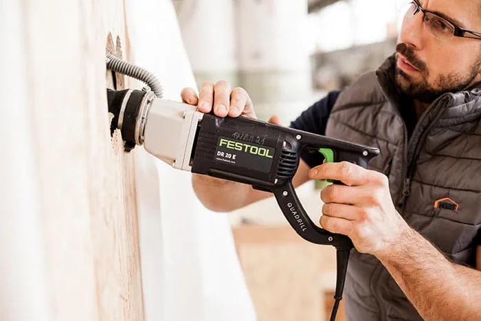 The Festool Quadrill DR 20 in operation