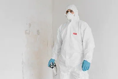 When removing mould, Marco Müller always wears a protective suit.