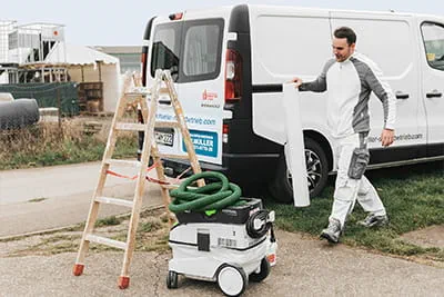 Marco Müller has everything he needs for the professional removal of mould in his work vehicle.
